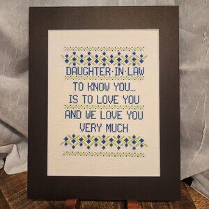 Daughter In Law - Embroidery wall hanging - Matted